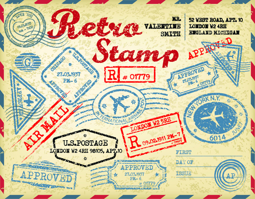 Grunge travel stamps vector graphics 01  
