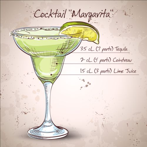 Hand drawn cocktail design vectors set 04  