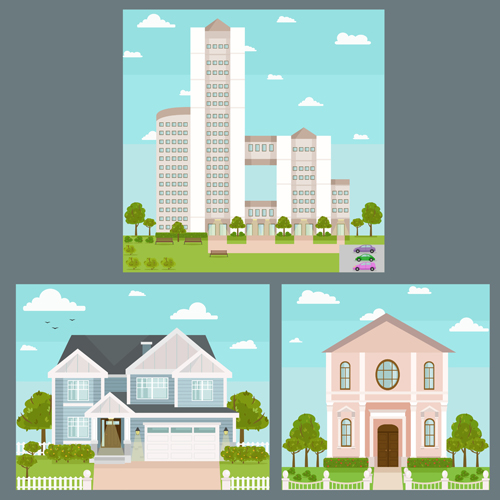 Houses concept flat template vector 06  