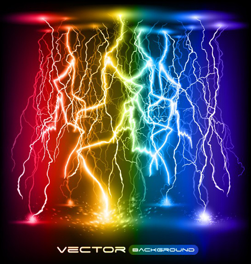 Set of Lightning flash elements background vector 05  