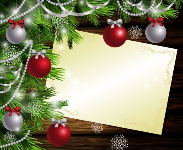 Buon Natale cartolina d'auguri con il vettore di sfondo di legno 16  