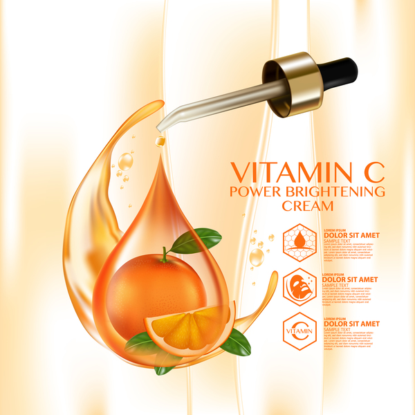 Crème éclaircissante à la vitamine orange crème adv vecteur vectoriel 02  