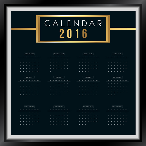 Photo frame Calendar 2016 vector material 01  