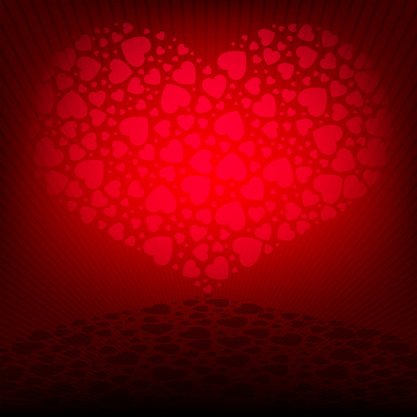 Rotes Herz mit Valentinsgrußvektor  