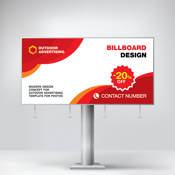 Red outdoor advertising billboard template vector 09  