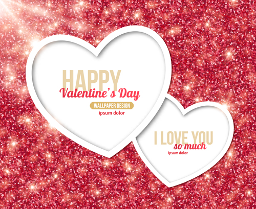 Red valentines day background with heart vector  