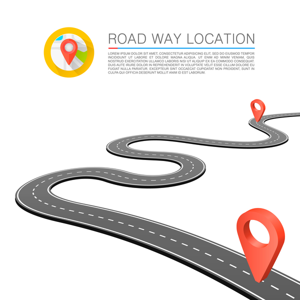 Road way location coordinate infographic vector 04  