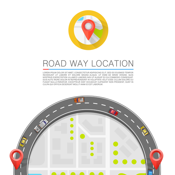 Road way location coordinate infographic vector 14  