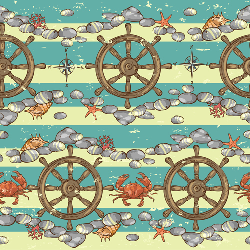 Sea with nautical vector seamless pattern 04  