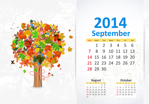 September 2014 Calendar vector  