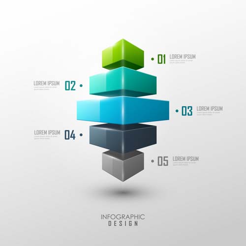 Set of 3d effect Infographics elements vector 05  