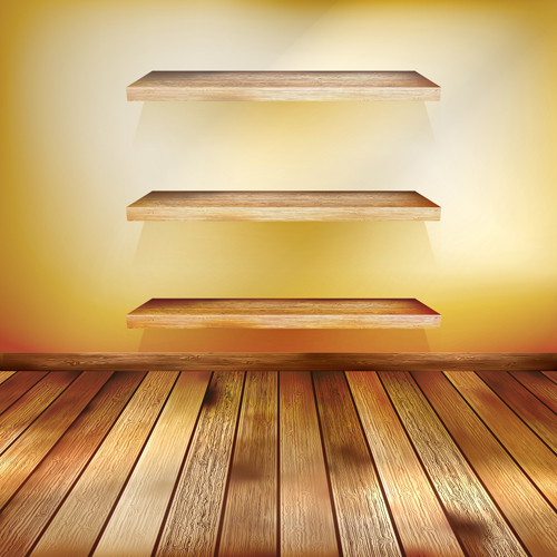 Shelf and wooden wall vector 04  