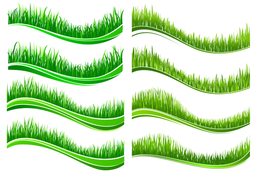 Spring grass borders vector material set 02  