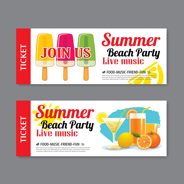 Summer beach party banners vector material 01  