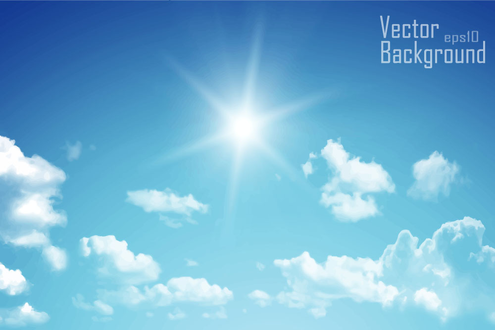Sunny sky and white clouds vector backgrounds 01  