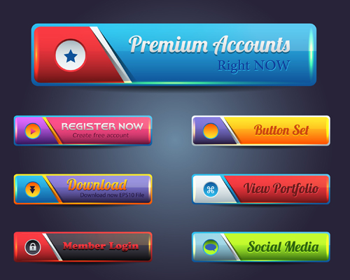 Vector buttons picture web design material 01  