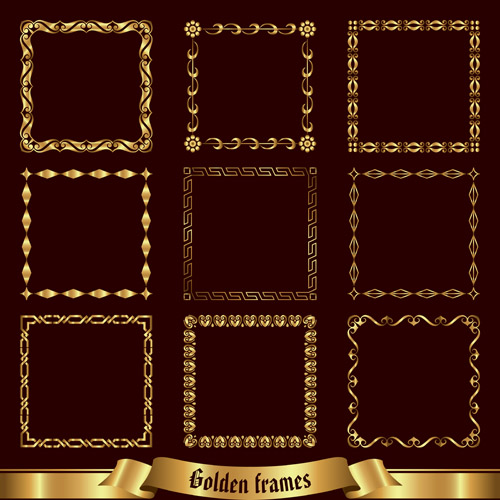 Vector golden frame design material  