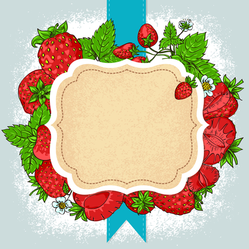 Vector strawberries frame design  