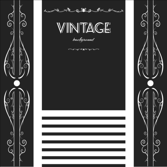 Vintage background with black floral vector 01  