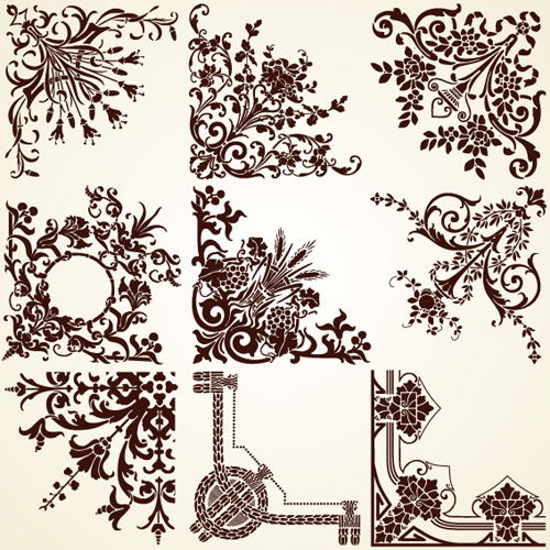 Vintage pattern area Borders and ornaments vector 04  