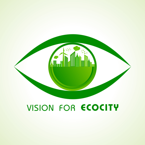 Vision for ecocity logo vector  