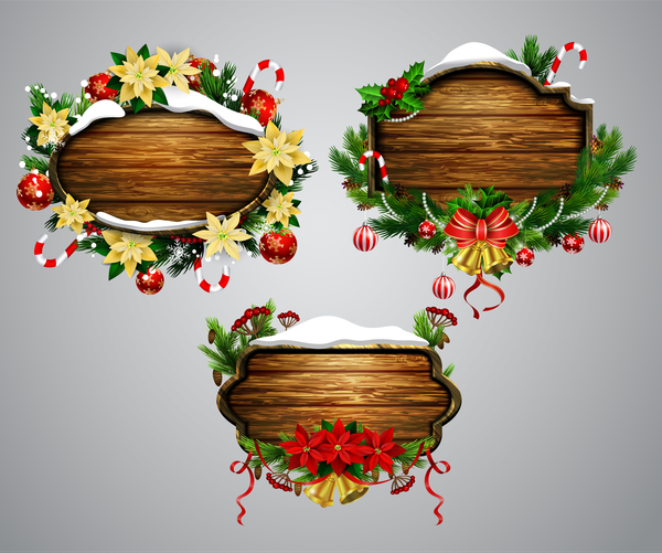 木製クリスマスlablesデザインベクトル05  