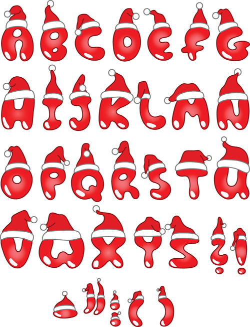 Elements of Creative Xmas Alphabet vector set 01  