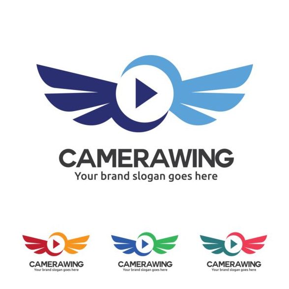 camera wing logo design vector  