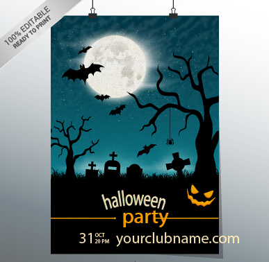 halloween party night poster design vector 02  
