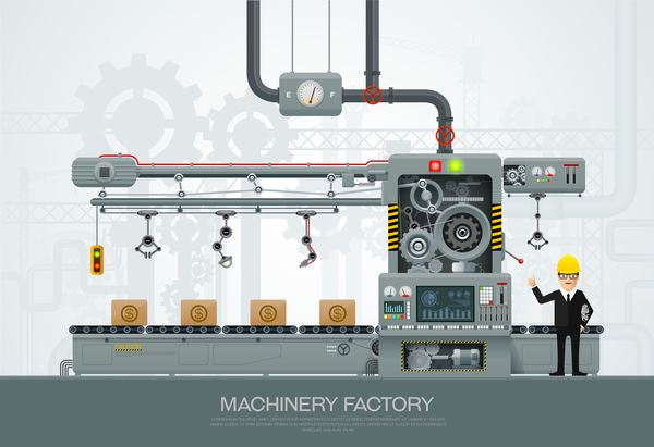 Maschine und Fabrik Geschäft Vorlage Vektor 03  