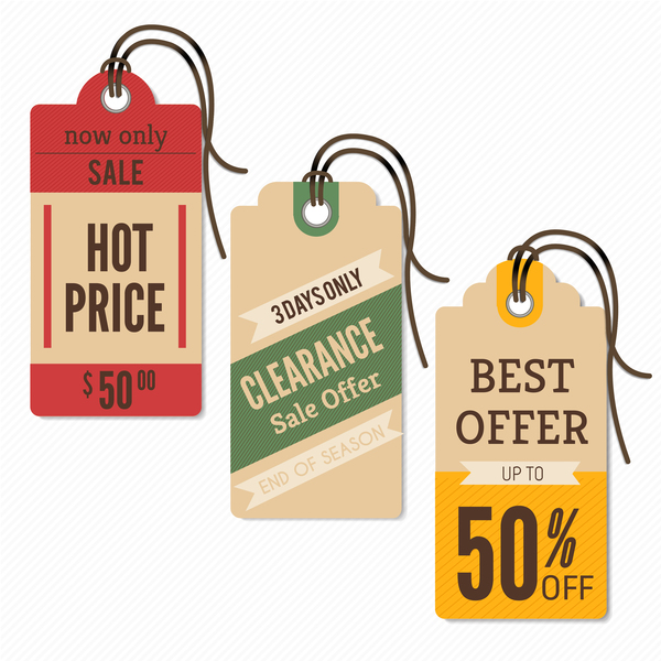 price coupon tags retro vector  