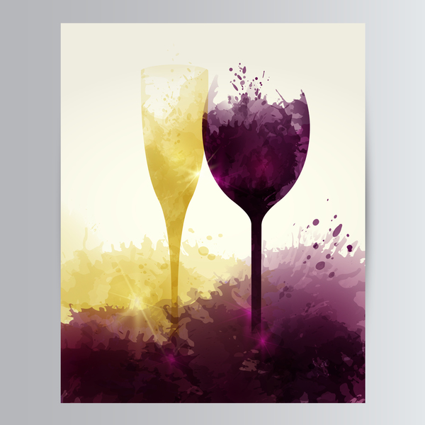 wine sparkling glasses stains vector  