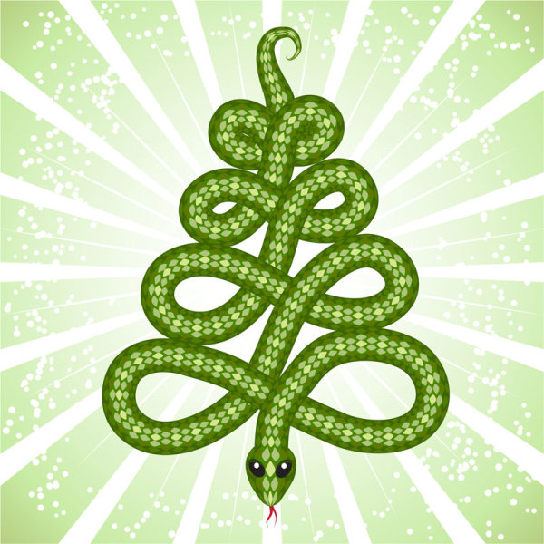 Shiny green 2013 Snake Year design elements 02  