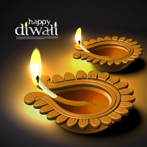 India Diwali elements backgrounds vector 03  