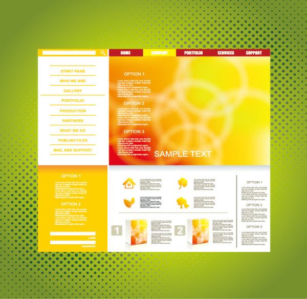 Yellow style website theme template vector 02  