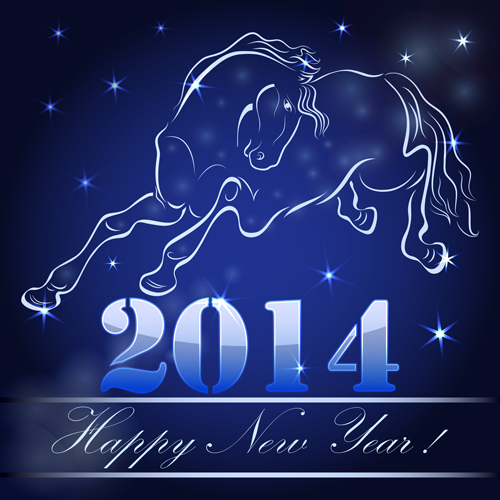 Vector set of 2014 Years Horse design elements 01  