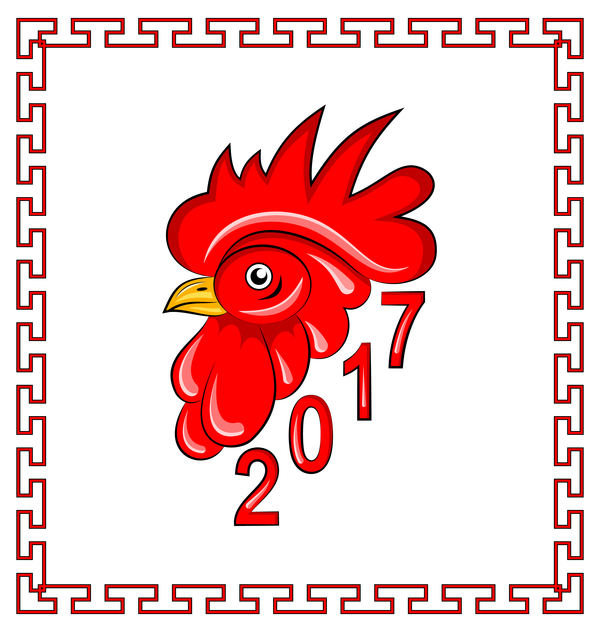 2017 new year of rooster with frame vector  