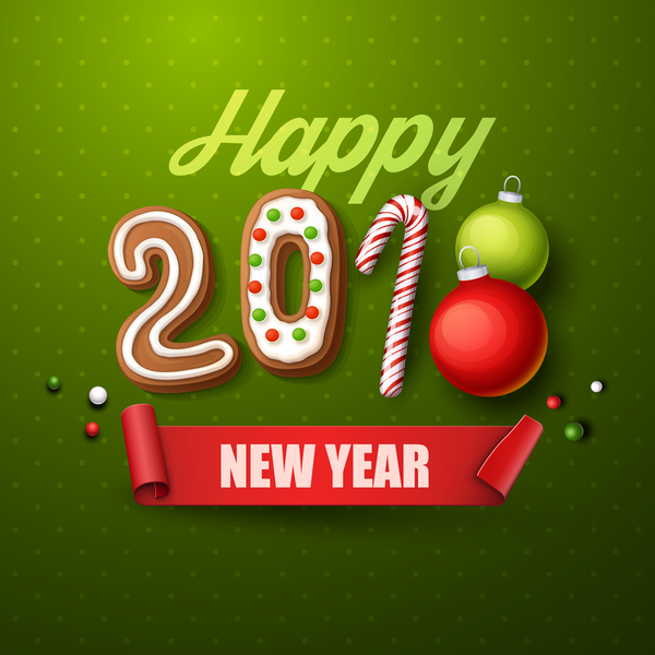 2018 happy new year green background vector  