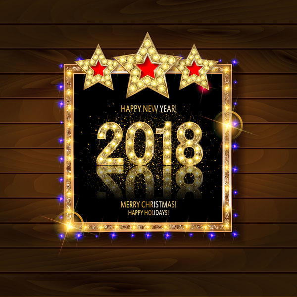 2018 nouvel an néon vecteurs de fond matériel 07  