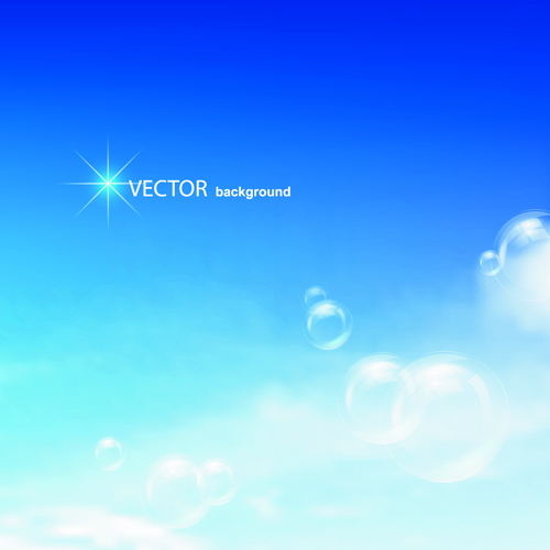Blue Sky & white cloud background Vector 02  