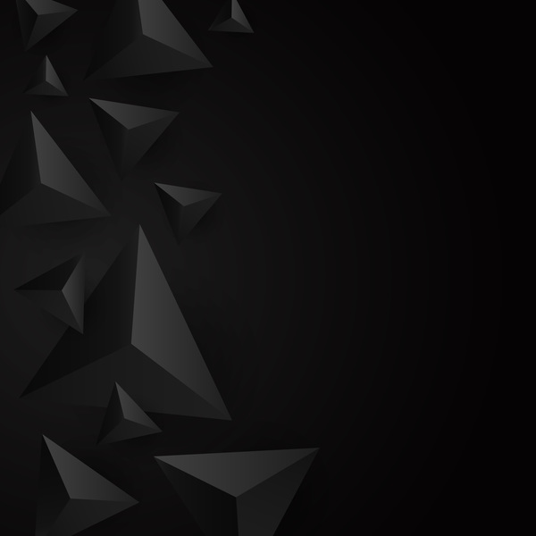 3D triangle black background vector  