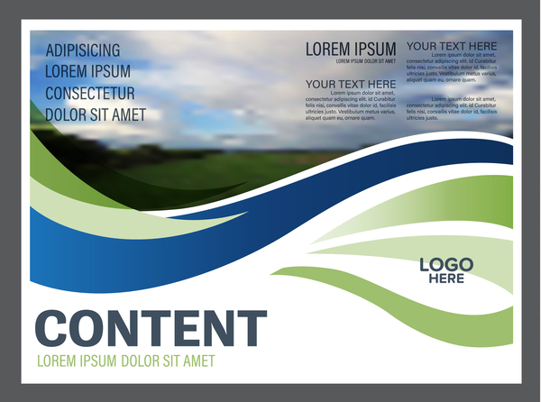 Abstract green styles flyer with brochure cover template vector 06  