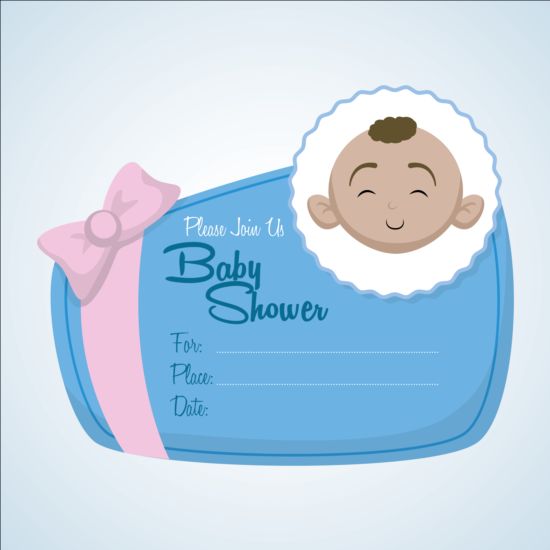 Baby shower simple cards vector set 06  