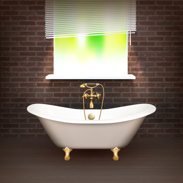 Salle de bain design d'intérieur réaliste vector 01  