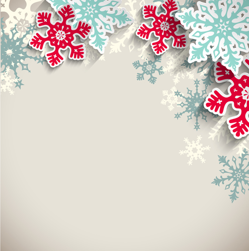 Beautifule paper snowflake christmas vector background 04  