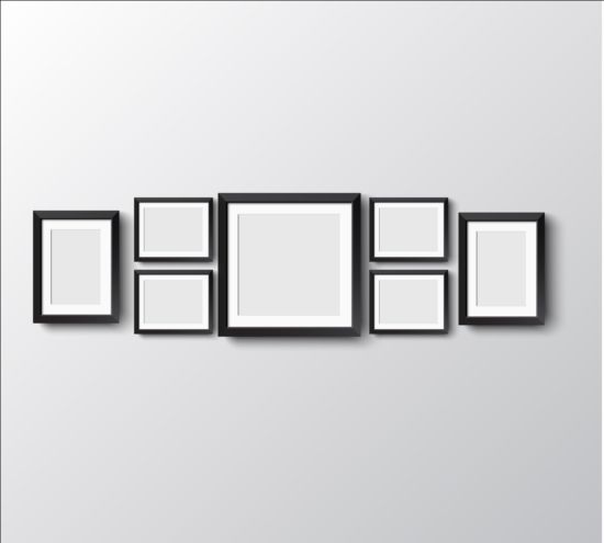 Black photo frame on wall vector graphic 14  