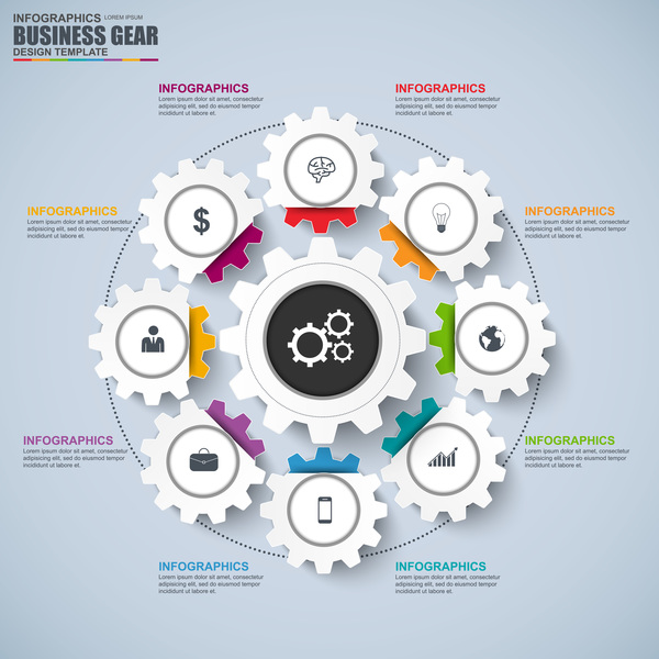 Business gear infographic vector 02  