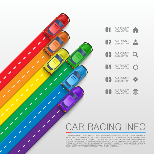 Car Racing infografica vector set 02  