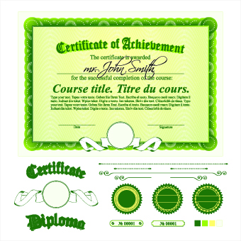 Diploma Certificate Template and ornaments vector 05  