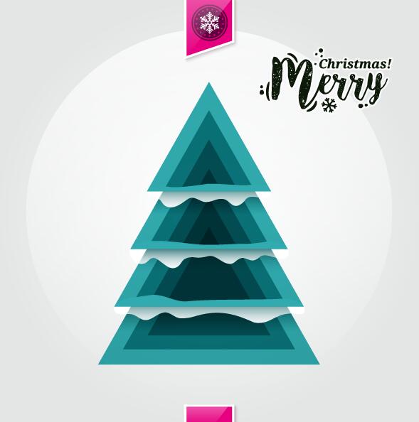 Kerstwens kaart met driehoek Xmas boom vector 03  